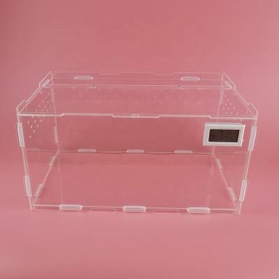 China Easy Assembled Viable Diy Acrylic Reptile Mini Greenhouse Glass Box With Thermometer for sale