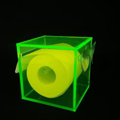 China Customized Fluorescent Green Acrylic Tissue Box Eco - Friendly Wall Mounted for sale