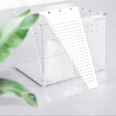 China Mini Viable Stackable Crystal Acrylic Reptile Pet Animal Cage Box Greenhouse for Spider, Insect, Lizard, Frog, Chameleon for sale