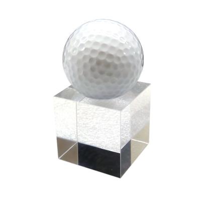 China Solid Cube Golf Ball Display Stand Durable Customized Acrylic Block for sale