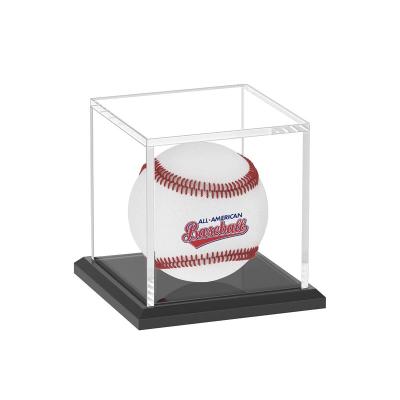 China No-opening Design Square Acrylic Baseball Display Case Cube Box With Thick Base for sale