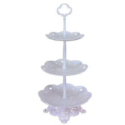 China 3 Tier Party Cake Stand Cheap Viable White Plastic Disposable Wholesale for sale