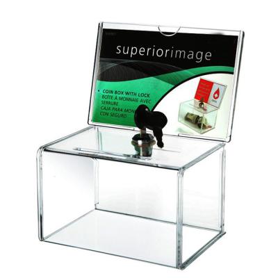 China With Lock And Sign Holder Small Acrylic Donation Charity Collection Box With Lock And Sign Holder for sale