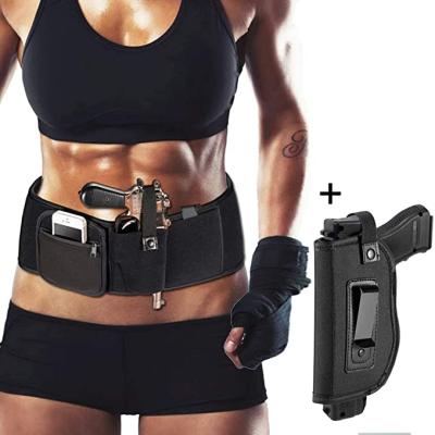 China Hot Sale Amazon Water Proof Concealed Carry Tactical Gun Holsters Belly Band Holster With Adjustable Elastic Belt Holster for sale