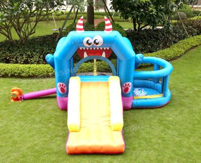 China Demon nylon happy design lion inflatable bouncer house, pony inflatable home bouncer with ball pool for sale