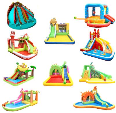 China Oxford Cloth Lion Backyard Inflatable Bounce Happy House, Kids Small Inflatable Water Slide With Water Slides Pool Ball Pit for sale