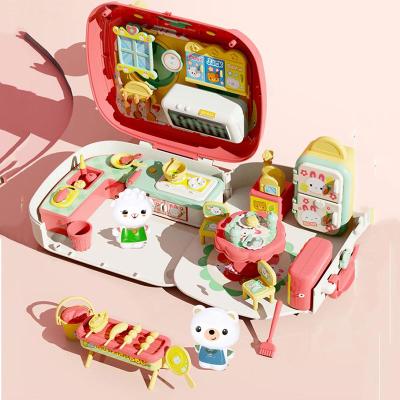 China Pretend Play Cooking 47 Pcs Fashion Pretend Play Cooking Kitchen Set Toys With Window Box For Girls And Children for sale