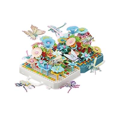 China DIY 487 Pcs Educational Flower Garden DIY Building Toys for Outdoor Games for Kids Girls Aged 3 Years and Old for sale