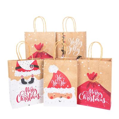 China Recyclable Christmas Promotional Die Cut Paper Bags Present Kraft Paper Gift Bags With Your Logo for sale