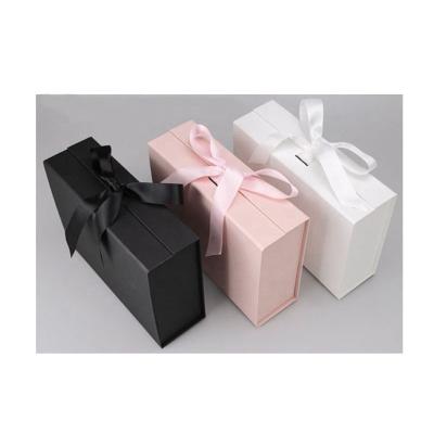 China Custom Wholesale Ribbon Gift Box Magnet Flip Folding Birthday Festival Wedding Materials Inventory Reused Creative Gift Box for sale