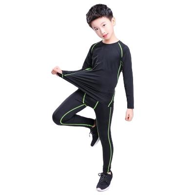 China 2022 Breathable Long Sleeve O-Neck Tracksuit Football Workout Yoga Compression Leggings Gym Fitness Tight Sets Sportswear For Boy for sale