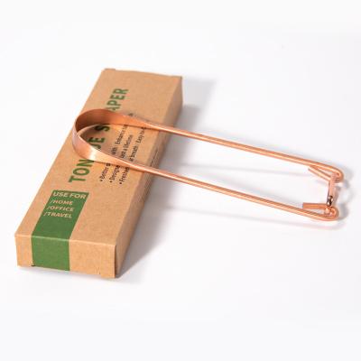 China Clean Tongue And Remove Bad Breath Anti Bacteria Scolder Bad Breath Scraper Reducing Tool Copper Tongue Cleaner for sale