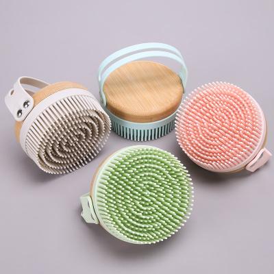 China EXFOLIATE in Stock Bath Instruments Exfoliating and Scrub Silicone Massage Bath Gently Brush Silicone Shampoo and Bath Brush for sale