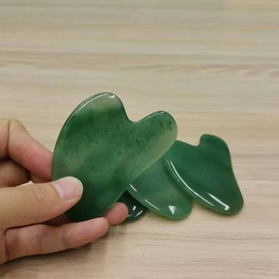 China Bleaching in Common Green Shape Jade Gua Sha Scraper of Jade Gua Sha Tool Customized Jade Quartz Guasha Board Heart for sale