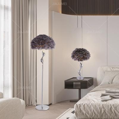 China Nordic Modern Light Luxury Modern Resin Floor Lamp Bedroom Living Room Led Feather Standing Floor Lamp for sale