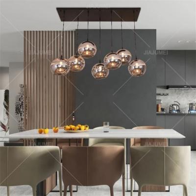 China Modern Home Decorative Adjustable Length Nordic Hotel Suspension Ceiling Hanging Luxury Glass Chandelier E27 Pendant Light for sale