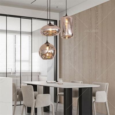 China Nordic Modern Luxury Hanging Lamp E27 Glass Ball Chandeliers Special Shaped Pendant Lights Adjustable Suspension Length for sale