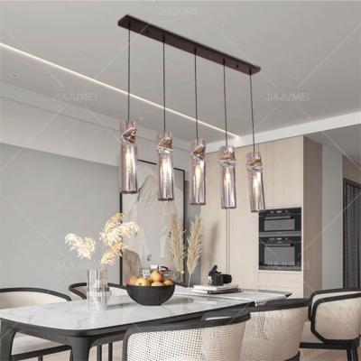 China Creative Light Adjustable Living Room Postmodern Light Luxury Glass Length Pendant Chandeliers For Villa Restaurant Room for sale