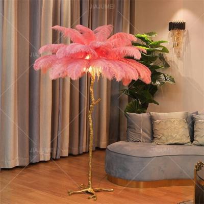 China Modern Light Luxury Hot Sale Floor Task Lamp Copper G9 Indoor Home Decoration Colors Feather Modern Floor Lamp for sale