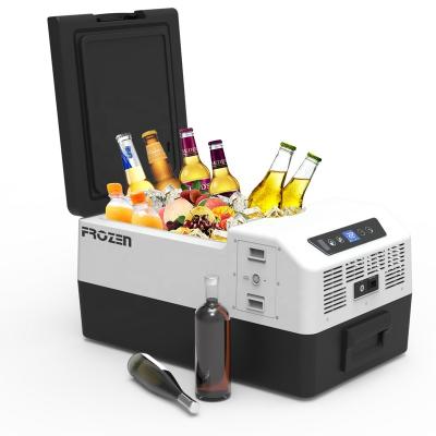 China Low Power Consumption 15L Car Fridge Battery Operated Mini Refrigerator 12/24V With Compressor for sale