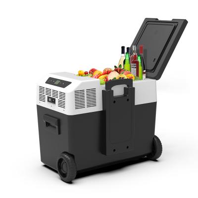 China 12 Volt Low Power Consumption 40L Car Bottle Cooler For Office Car Compressor Or Home Use Vehicle Freezer With Battery And Wheels for sale