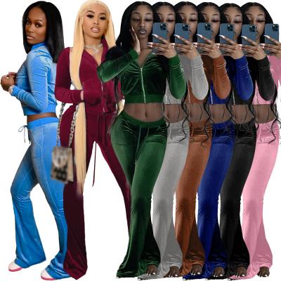 China 2021 Anti-Wrinkle Velvet Overalls Women's Jogging Velor Jogging Two-Piece Set Tracksuit Women's Suit Tracksuit For Women for sale