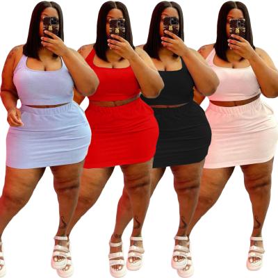 China QUICK DRY summer 5xl sets women's fashion sporty casual plus size top cropped top and skirt two piece set for sale