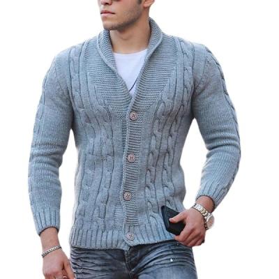 China 2021 Anti-wrinkle Warm Autumn Winter Cheap Solid Color Mens Shawl Collar Single Breasted Cardigans Sweater Coat for sale