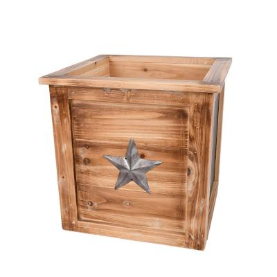 China Modern OEM Customize Wooden Bucket Barrel Planters Rustic Patio Planters Flower Pots Garden Outdoor Indoor Decor for sale