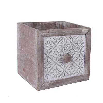 China Modern OEM Customize Antique Wooden Drawer Shape Box Without Lid Wooden Garden Flower Pots Planters Flower Pot for sale