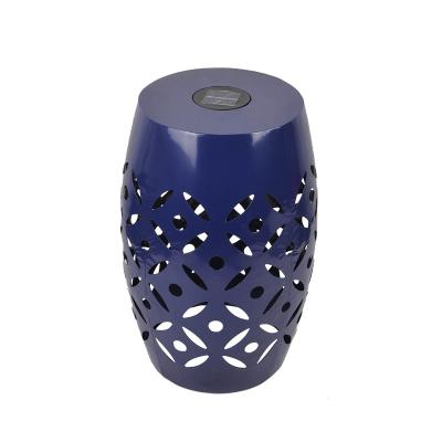 China Modern OEM Customize Manufacturers Blue Solar Light Home Exterior Lace Cut Modern Side Table With Tile Top for sale