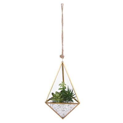 China Home OEM Customize Manufacturers Glass Pot Hangings Artificial Succulent Plants For Home And Office Decoration for sale