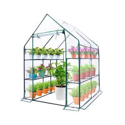 China Easily Collected OEM Customize Portable PVC Tarpaulin Garden Steeple Greenhouse Household Small Walk for sale