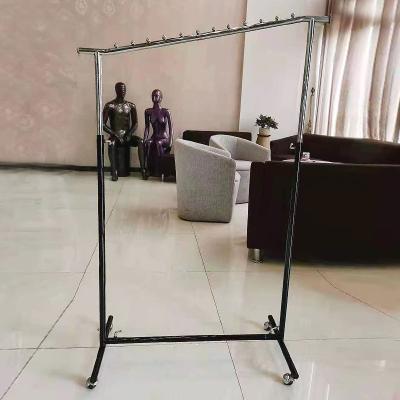 China Single Sided Portable Metal Display Garment Rolling Rack Clothes Drying Racks Single Pole Display Racks Supermarket Shelves for sale