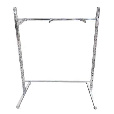 China Foshan Factory Single Sided Portable Metal Display Garment Rolling Rack Clothes Square Tube Display Racks Supermarket Shelves for sale