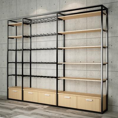 China Floor-standing men's and women's underwear shop display cabinet clothing store display rack shelf black single-sided for sale