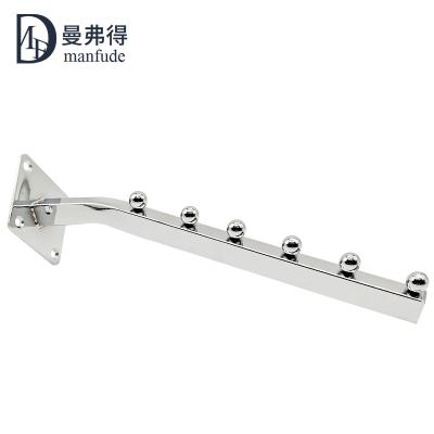 China Wholesale Heavy Duty Store Merchandise Display Manfude Supermarket Shelf Hooks Clothing Stores Clothing Chrome Metal Display Hanging Hook With BeadsRound Tube for sale