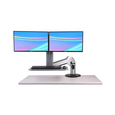 China Premium 1 Top / 1 Tier Sit-Rack Workstation with Dual Monitors Arm Setup at 27