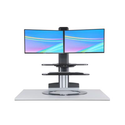 China 2 Tier Electric Sit-Rack Workstation with Dual Monitors: Desk mount or clamp up to 27