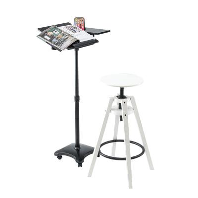 China Adjustable (Height) MDF Rolling Tilting Mobile Standing Desk With Side Table for sale