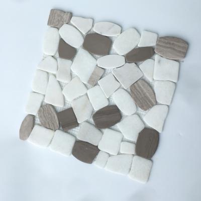 China Parquet Pearl Effect Pebble Water Shinning Stone Mosaic for sale