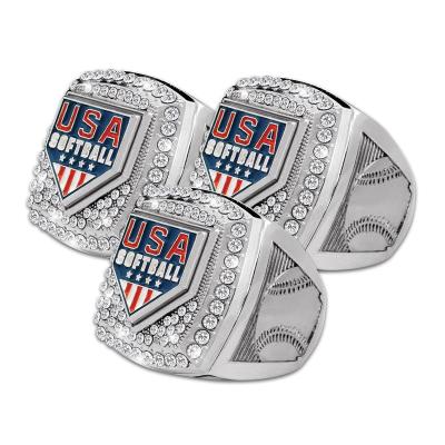 China USA Baseball Colored Casual Ring Softball / Sports Championship Rings for sale