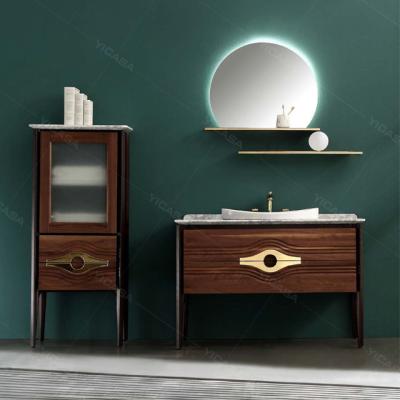 China Modern Solid Wood American Style Bathroom Furniture Double Sink Bathroom Vanity Cabinets for sale