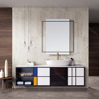 China Modern Industrial Style Bathroom Vanity Cabinet Sets With Bathroom Led Mirror for sale