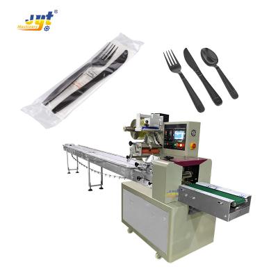 China Automatic Horizontal Disposable Plastic Products Cutlery Set Spoon Fork Knife Packing Machine for sale