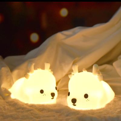 China Changing Colors Cute Deer Sensor Silicone Cute Deer Sensor Creative Baby LED Bedside Lamp Kids USB Rechargeable Dream Light Night Light for sale