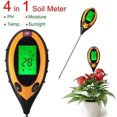 China LCD Display Digital 4 in 1 Soil PH Meter with Temperature Moisture Sunlight Tester for sale