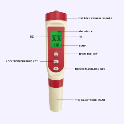 Китай ЖК-дисплей Пирог для испытания воды 4 в 1 Tds/ec/ph/temp Meter для контроля температуры продается