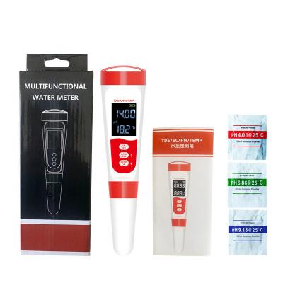 China Multifunctionele PH/EC/TDS/TEMP-meter 4 in 1 Pen-type watermeter voor snel drinkwater Te koop