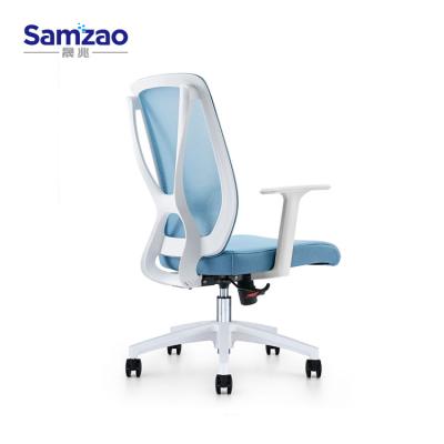 China (Height) Customized Blue Color Adjustable Five Star Mesh Staff Office Low Chair for sale